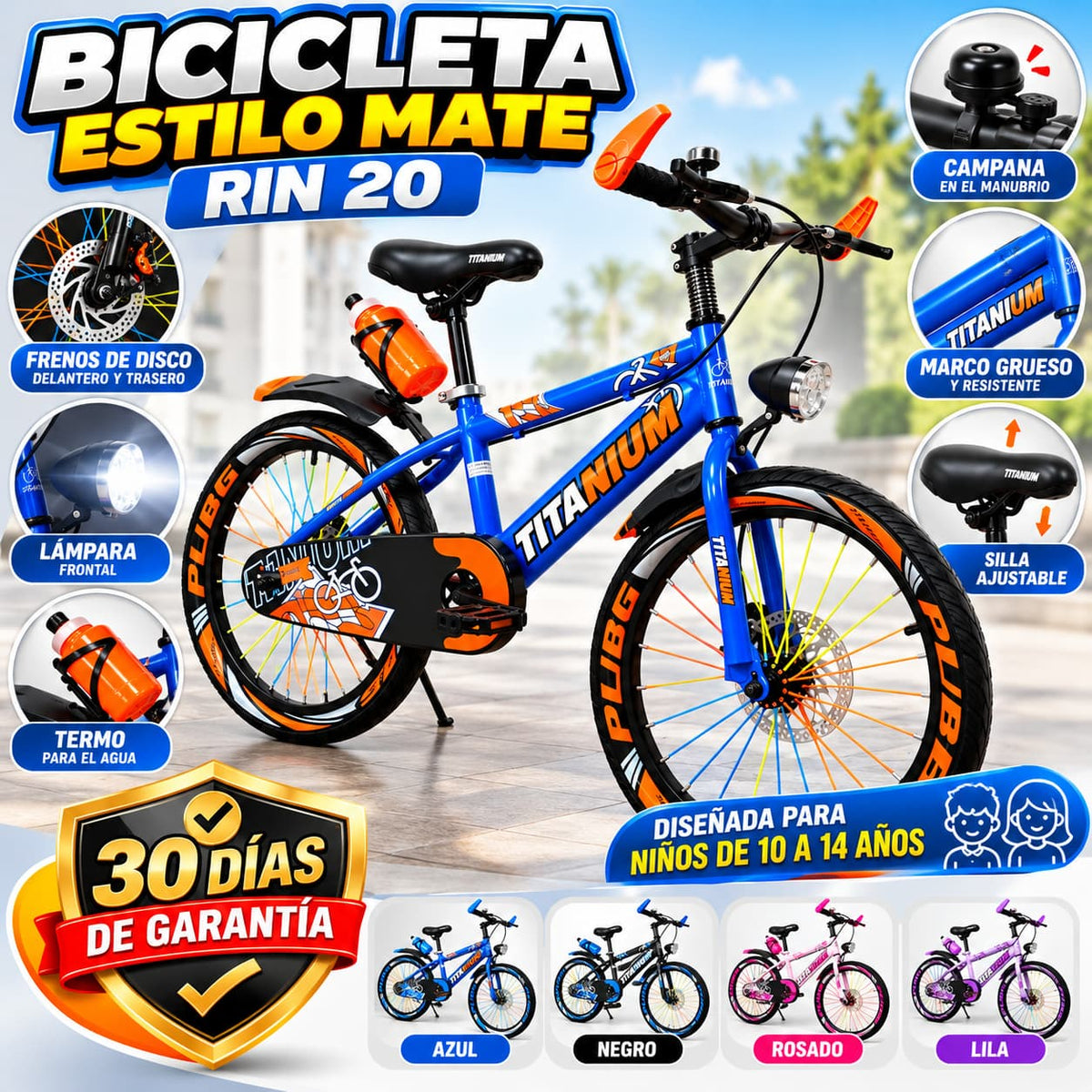 ⭐ Bicicleta Titanium Rin 20 Con Un Diseño que Roba Miradas