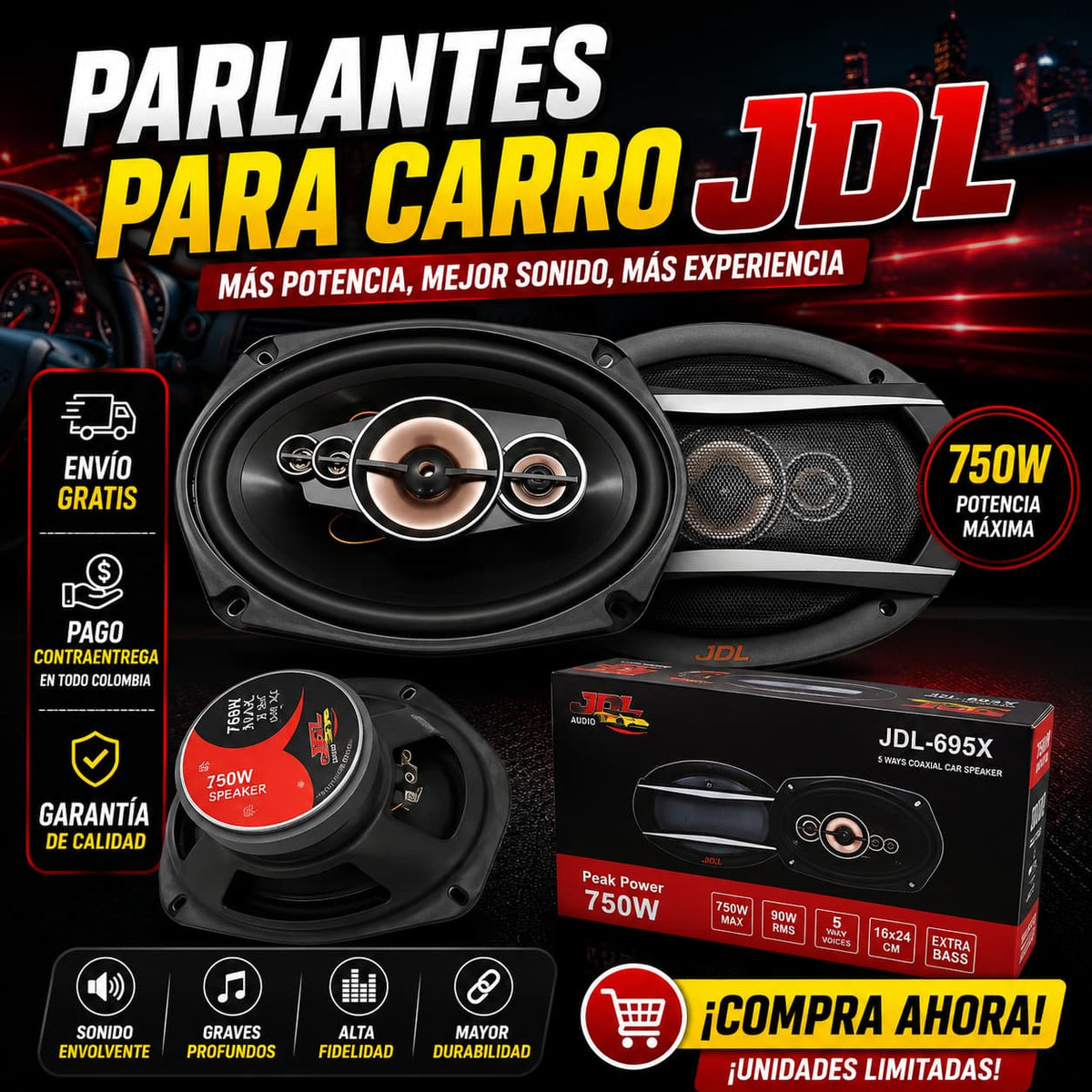 Parlante Para Carro JDL Ovalados 6x9 750w