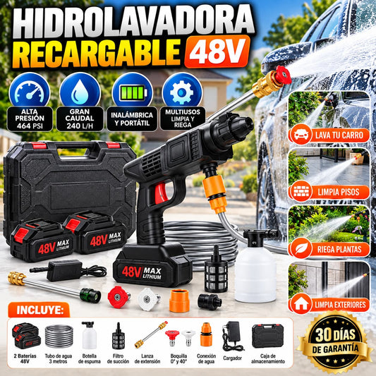 Hidrolavadora Portátil 48V con 2 Baterías – Potencia Sin Cables 💦