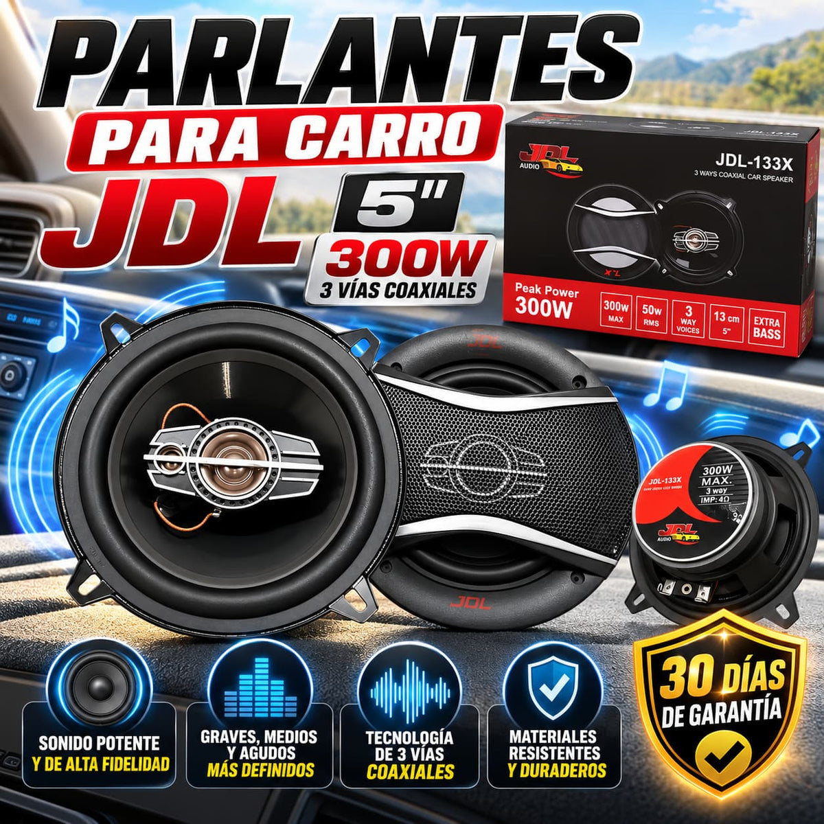 Parlantes Para Carro JDL 5 Pulgadas 300w Potencia