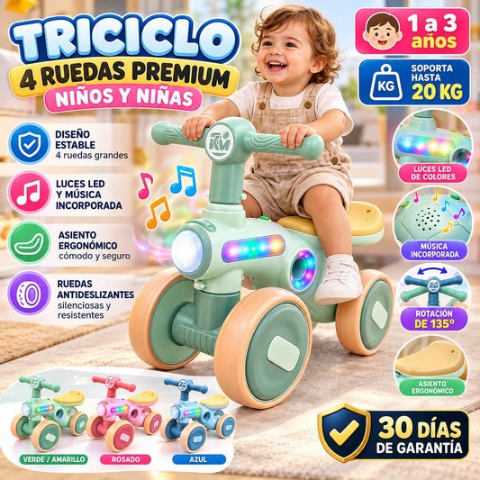 🚲 Triciclo 4 Ruedas Premium para Niños y Niñas